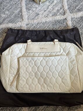 B.R. Quilted Cream Travel Weekender Bag